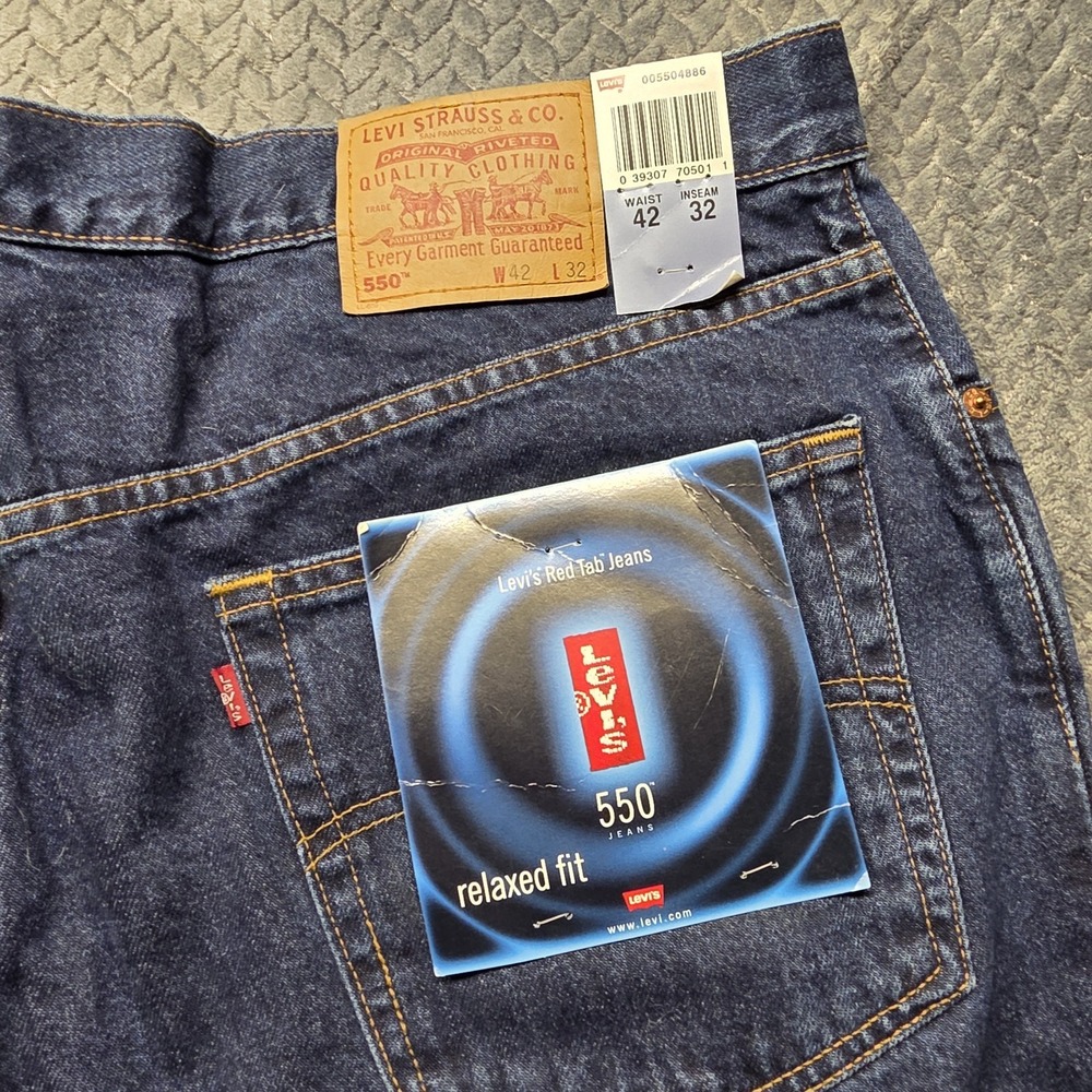 Vintage Levi's 550‎ Relaxed Fit Jeans 42x32 Blue Denim Red Tab NWT 90s Paper Tag